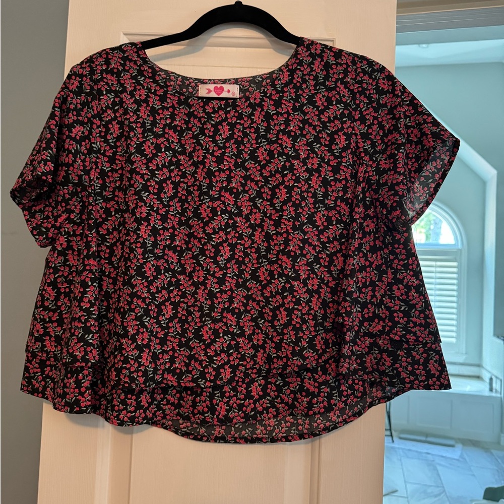 Buddy Love Black and Pink Floral Blouse